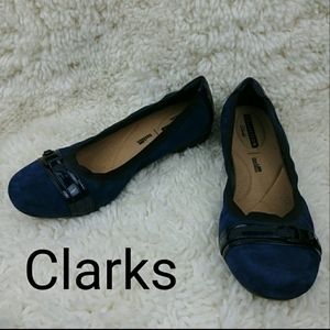 Clarks Blue Suede Slide Ons